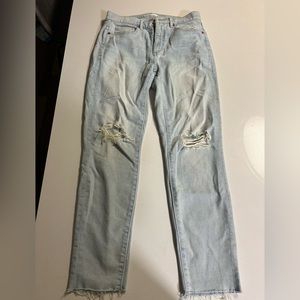 LOFT jeans, light wash, straight leg, size 4